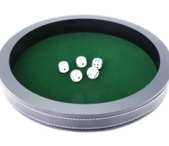 Tout Pour le Jeu Piste dés luxe 30 cm verte et noire 30 cm tour simili cuir