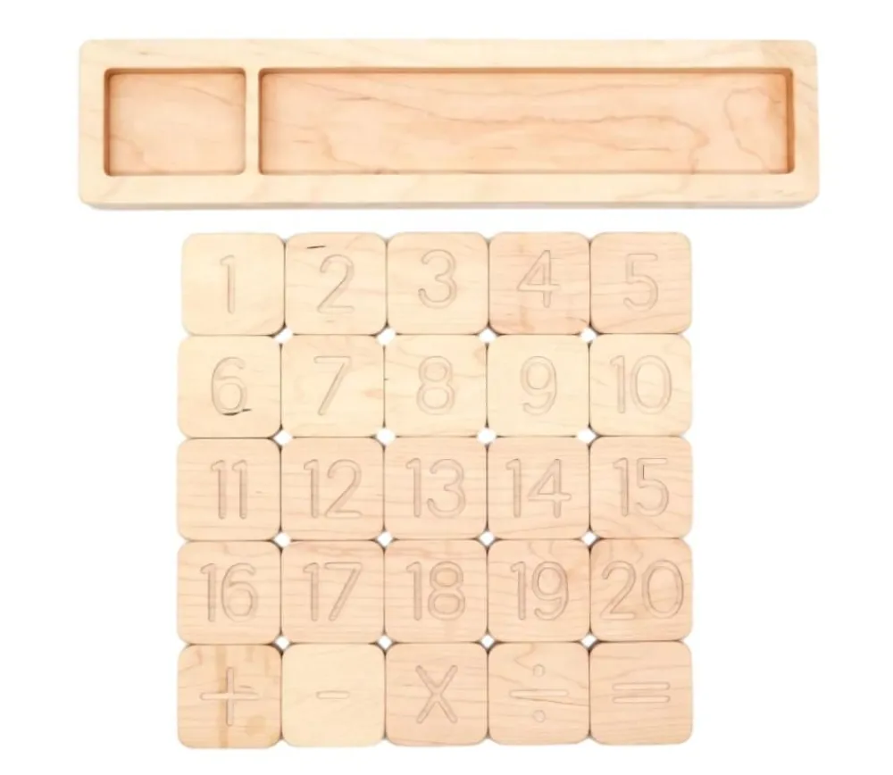 Tout Pour le Jeu Plateau en bois massif cases pour calcul mathématiques 28 cm