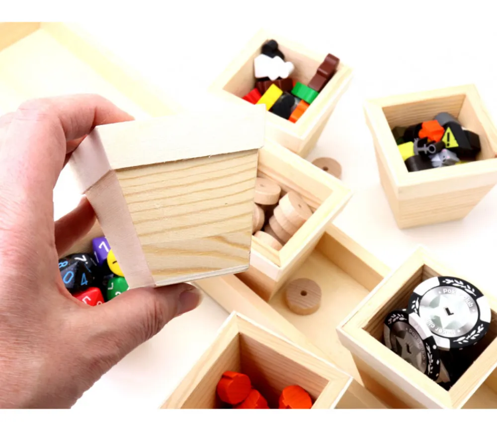 Tout Pour le Jeu Plateau long avec 7 petits pots 6.5 cm en bois