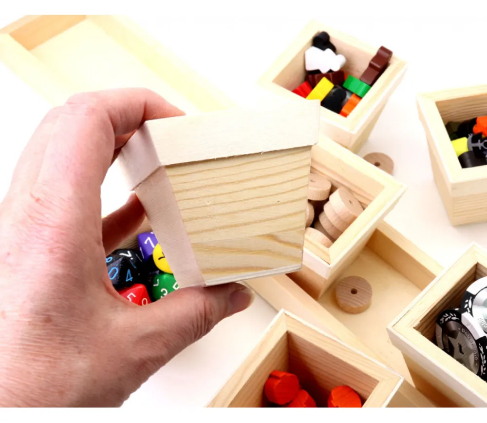 Tout Pour le Jeu Plateau long avec 7 petits pots 6.5 cm en bois
