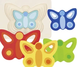 Tout Pour le Jeu Puzzle à étages en bois Papillons colorés 5 pièces