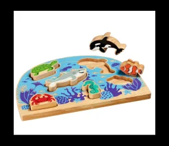 Tout Pour le Jeu Puzzle bois Animaux de la mer : 6 pièces figurines de jeux - commerce équitable