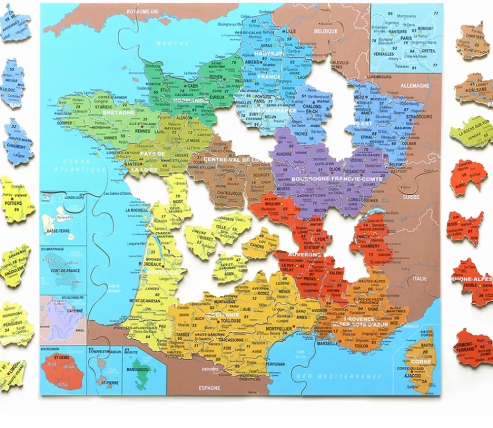 Tout Pour le Jeu Puzzle bois Carte de France des Départements 100 pièces