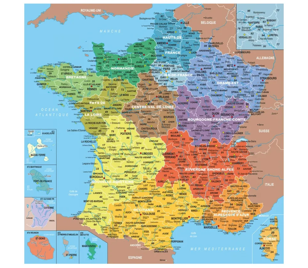 Tout Pour le Jeu Puzzle bois Carte de France des Départements 100 pièces