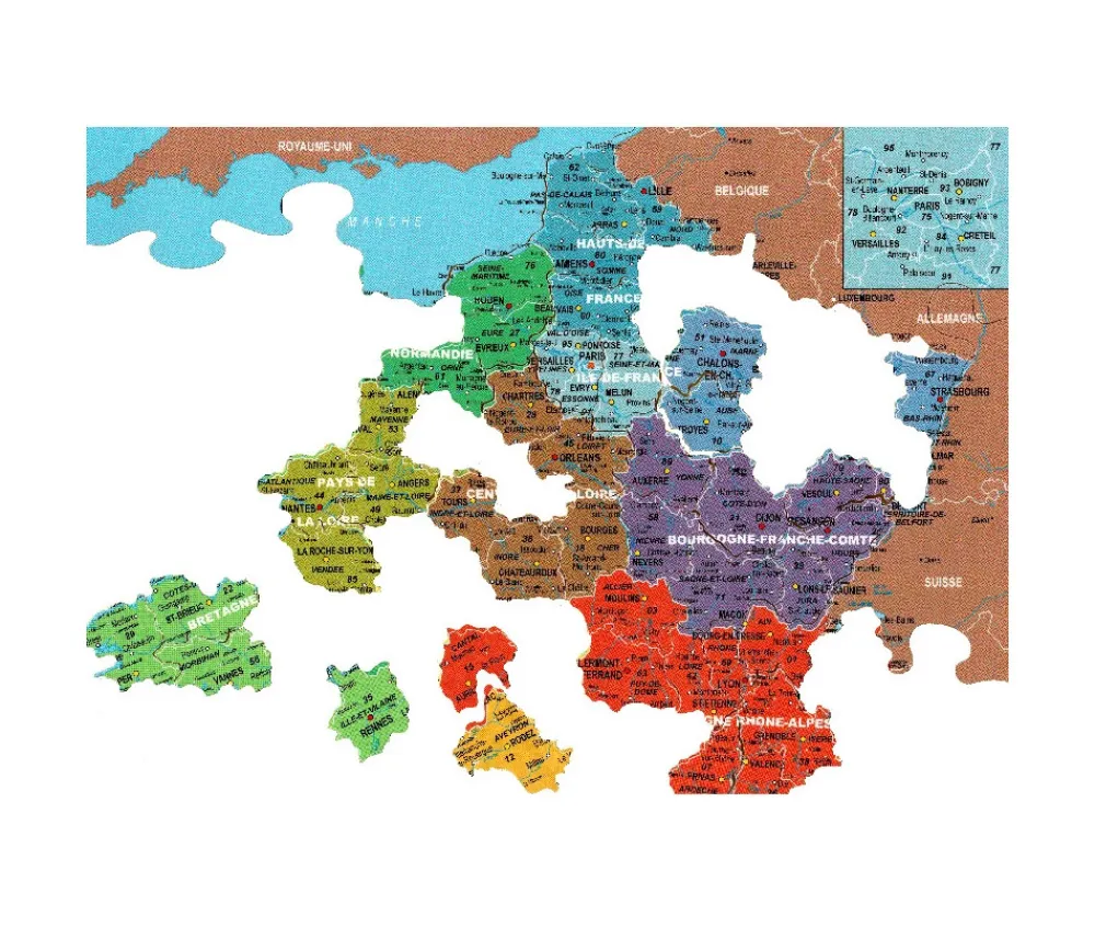 Tout Pour le Jeu Puzzle bois Carte de France des Départements 100 pièces
