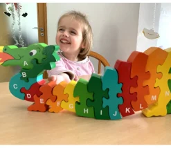 Tout Pour le Jeu Puzzle bois dragon alphabet 26 pièces A à Z - commerce équitable