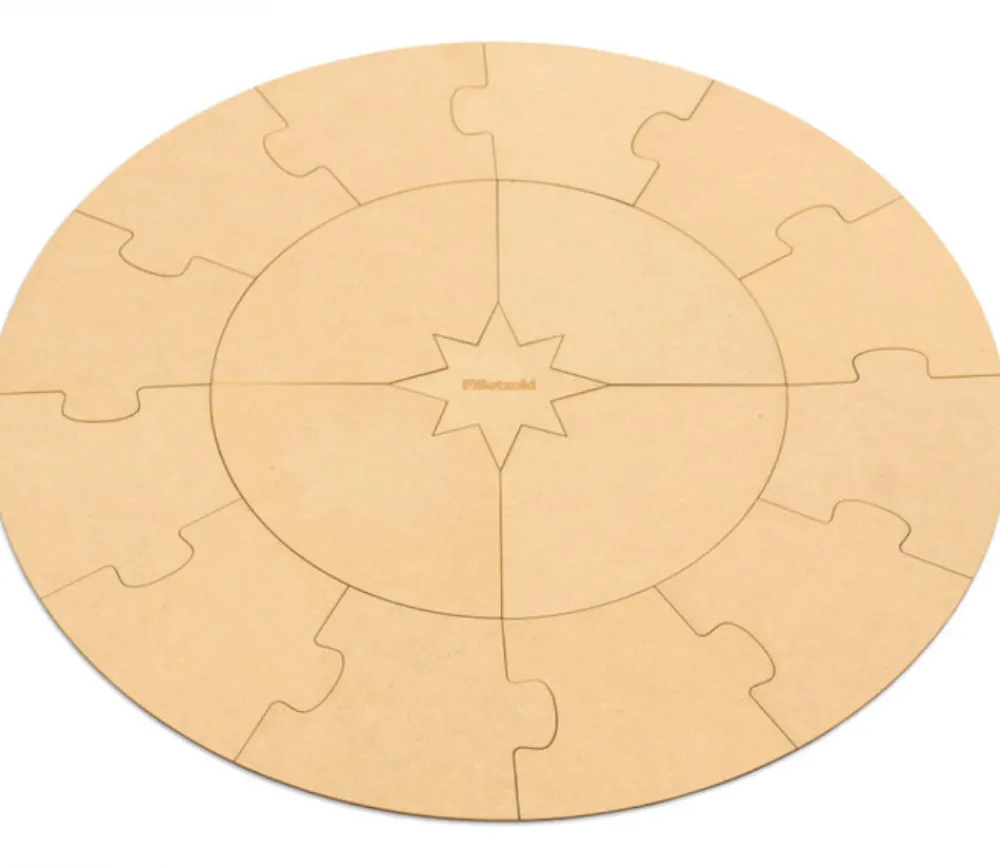 Tout Pour le Jeu Puzzle bois rond géant neutre 70 cm - 17 pièces Montessori cercle annuel