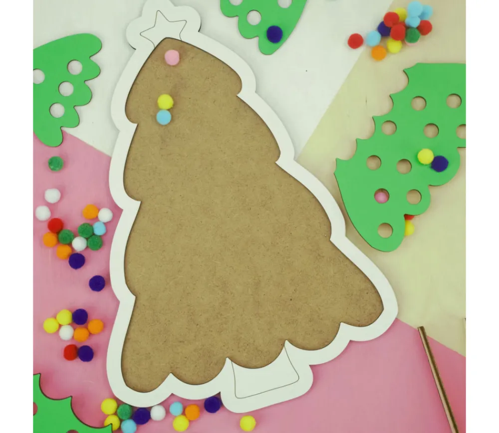 Tout Pour le Jeu Puzzle bois sapin de Noël avec 65 pompons