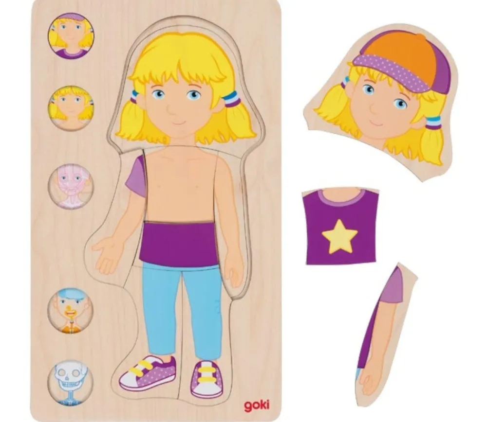 Tout Pour le Jeu Puzzle corps Humain fille - 5 puzzles bois à étage anatomie