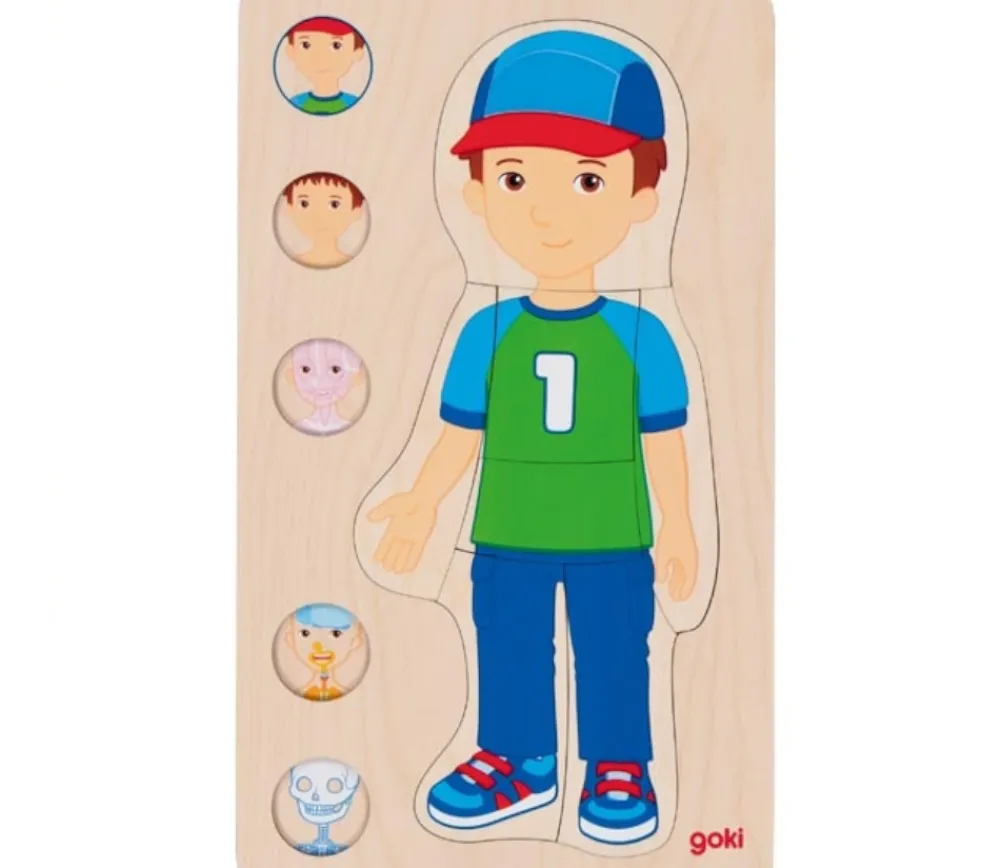 Tout Pour le Jeu Puzzle corps Humain garçon - 5 puzzles bois à étage anatomie