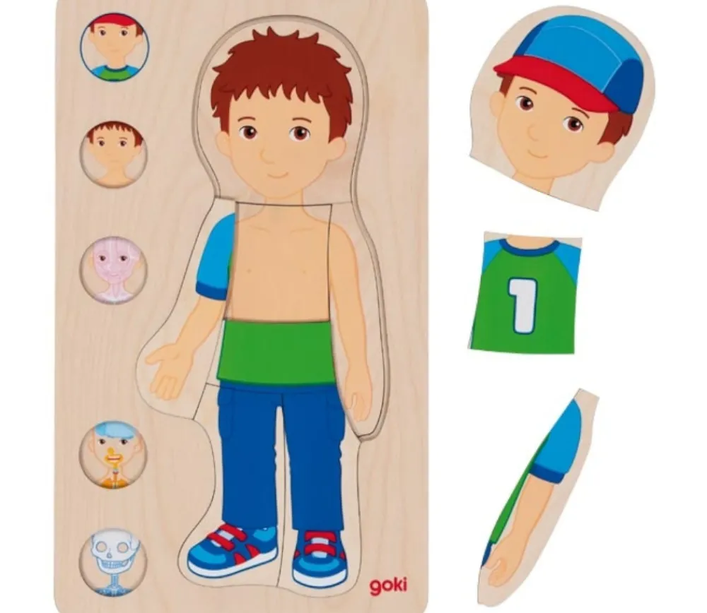 Tout Pour le Jeu Puzzle corps Humain garçon - 5 puzzles bois à étage anatomie