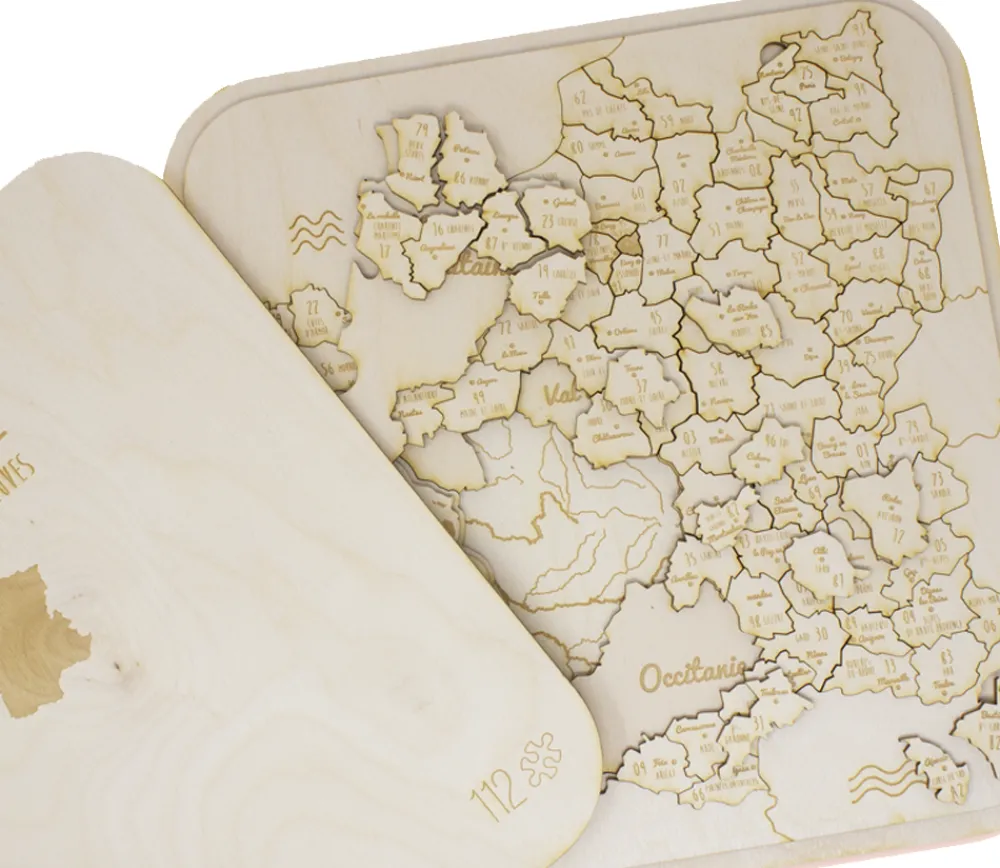 Tout Pour le Jeu Puzzle éducatif en bois - La France (3 niveaux : département, région et fleuve)