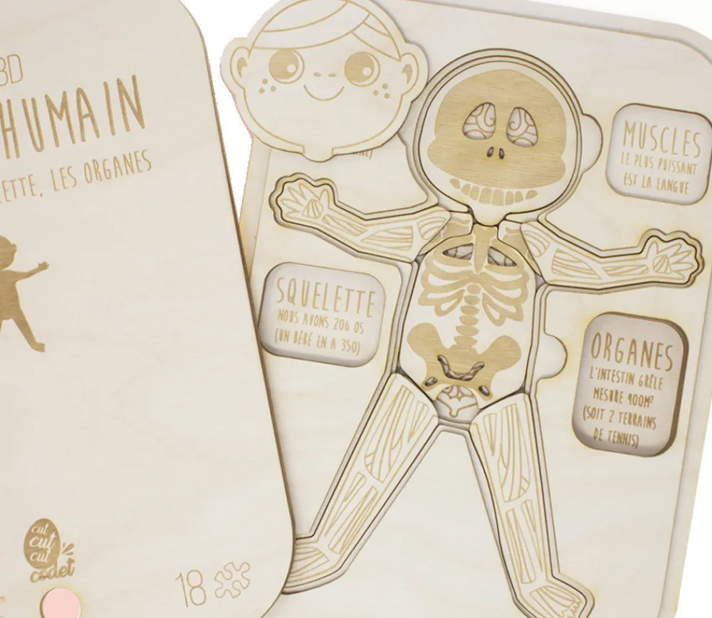 Tout Pour le Jeu Puzzle éducatif en bois Le corps humain : muscle, squelette et organes