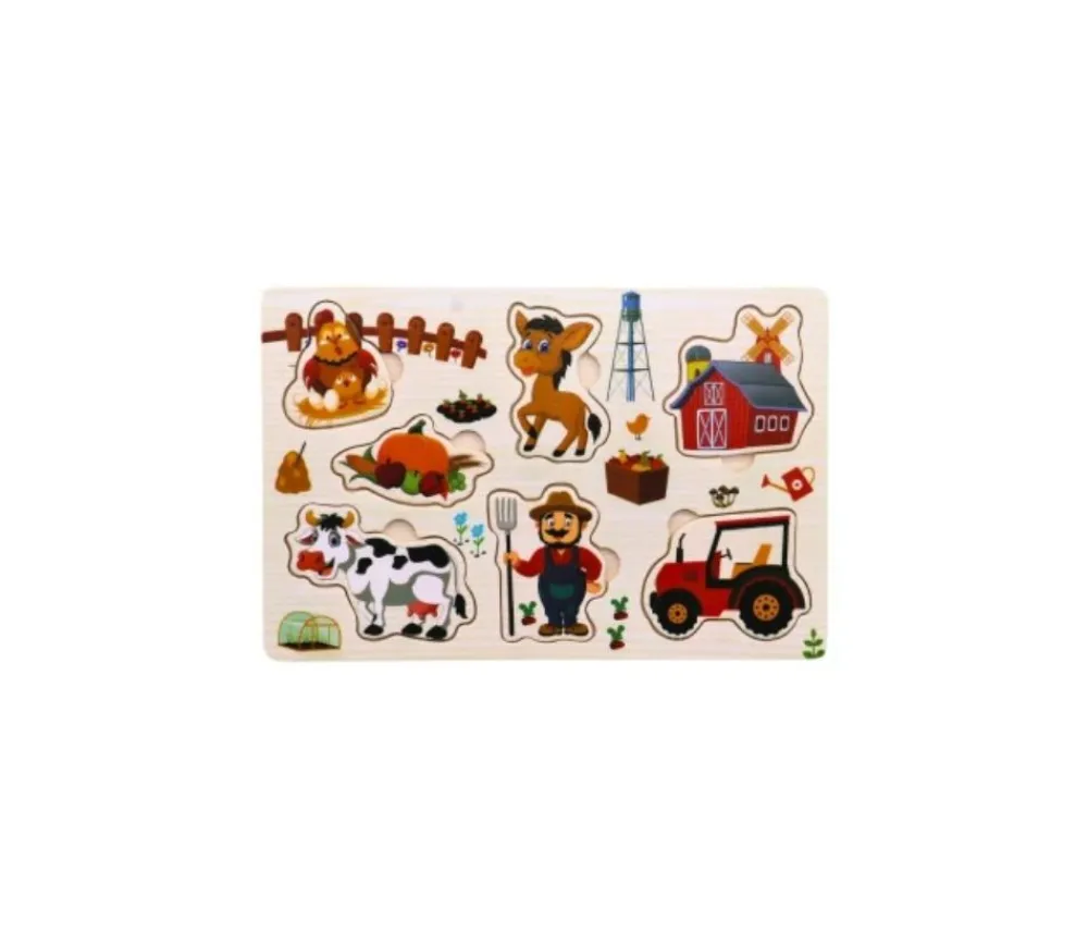 Tout Pour le Jeu Puzzle en bois 6 à 7 pièces à encastrer monde de la ferme