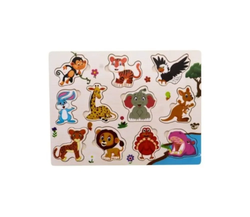 Tout Pour le Jeu Puzzle en bois 10 à 11 pièces à encastrer les animaux sauvages
