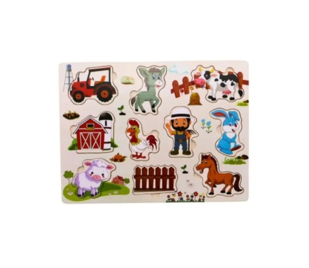 Tout Pour le Jeu Puzzle en bois 10 à 11 pièces à encastrer La ferme