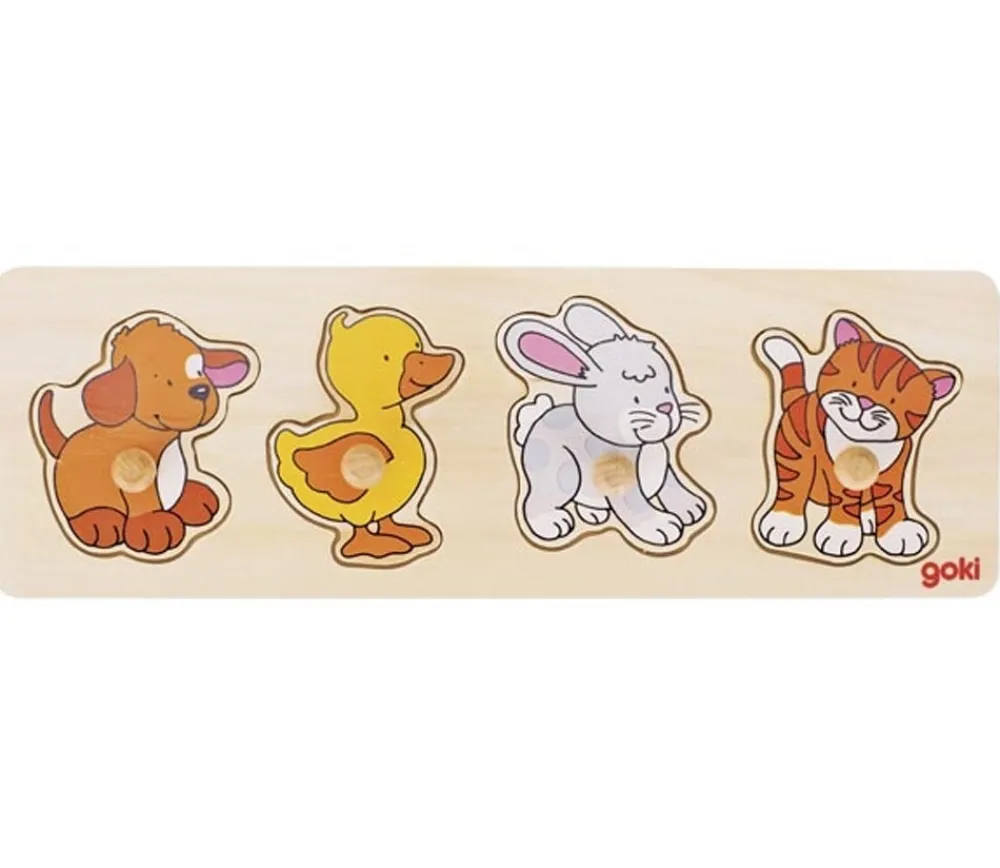 Tout Pour le Jeu Puzzle en bois 4 animaux boutons à encastrer dès 12 mois