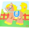 Tout Pour le Jeu Puzzle en bois à encastrer - Poney avec 5 pièces à boutons
