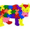 Tout Pour le Jeu Puzzle en bois Animal + Alphabet - 24 pièces à assembler vache