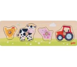 Tout Pour le Jeu Puzzle en bois boutons Ferme 4 pièces à encastrer bébé