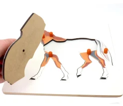 Tout Pour le Jeu Puzzle en bois cheval - 7 pièces à boutons à encastrer