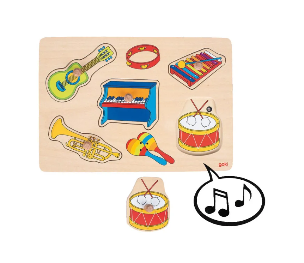 Tout Pour le Jeu Puzzle en bois sonore instruments de musique à encastrer avec boutons