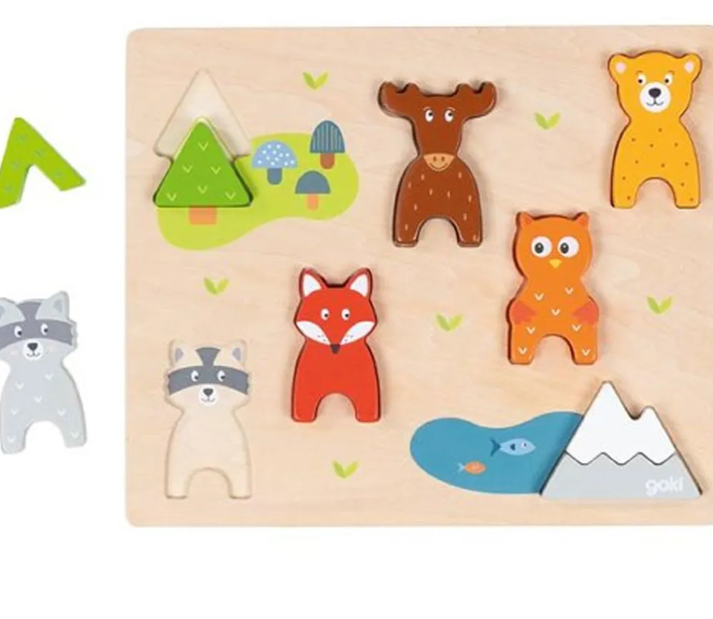 Tout Pour le Jeu Puzzle jeu en bois Animaux forêt 8 pièces figurines