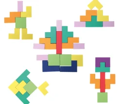 Tout Pour le Jeu Puzzle multicolore en bois style Tétris - 40 pièces 8 couleurs