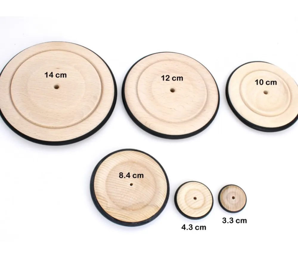 Tout Pour le Jeu Roue en bois de 14 cm avec pneu caoutchouc pour construction