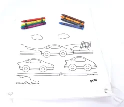 Enfant Tout Pour le Jeu Sac à dos en coton dessin voitures à colorier 27,5 x 33,7 cm + crayons textiles