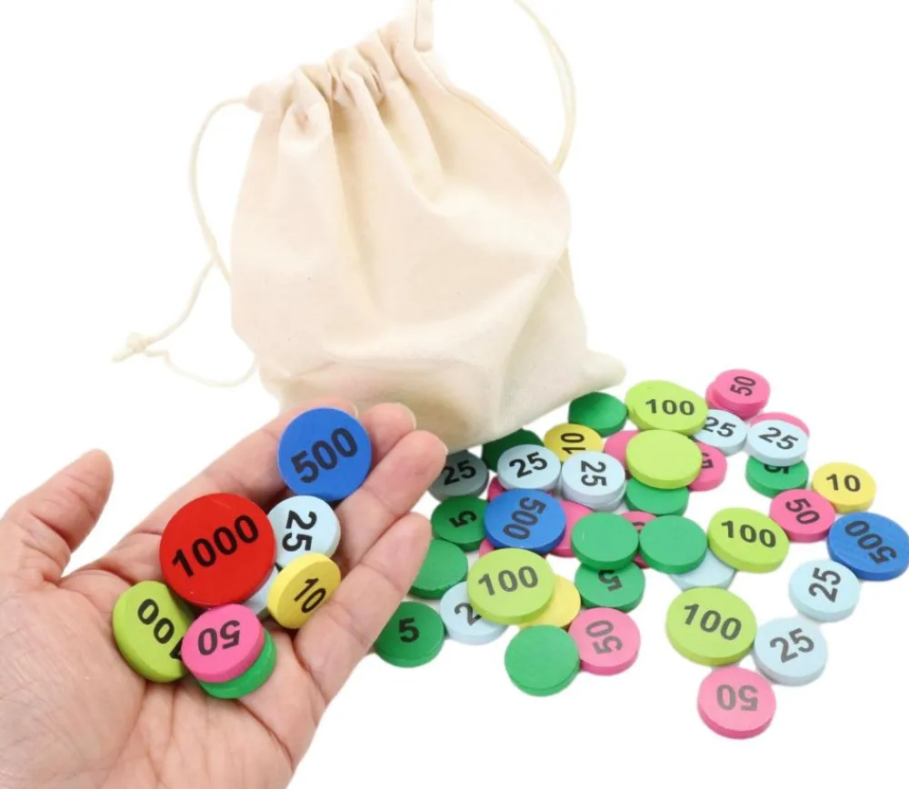 Tout Pour le Jeu Sac 100 jetons bois de 5 à 1000 mise pour jeux belote/tarot