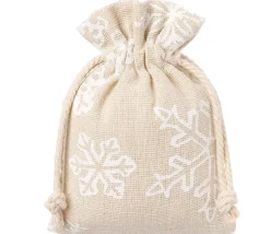 Tout Pour le Jeu Sac beige flocon 8 x 10 cm imitation lin