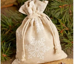 Tout Pour le Jeu Sac beige flocon 8 x 10 cm imitation lin