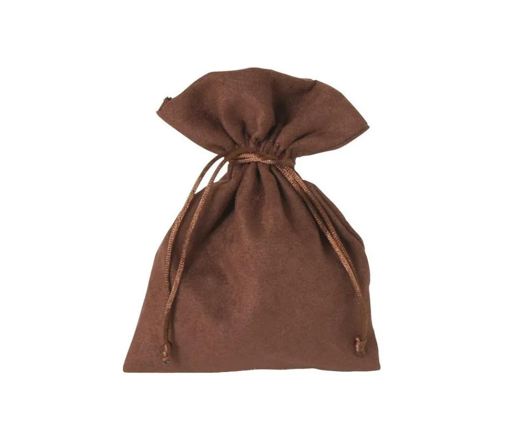 Tout Pour le Jeu Sac velours 17 x 12 cm marron avec cordon