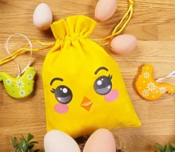 Tout Pour le Jeu Sac velours jaune 13 x 18 cm poussin