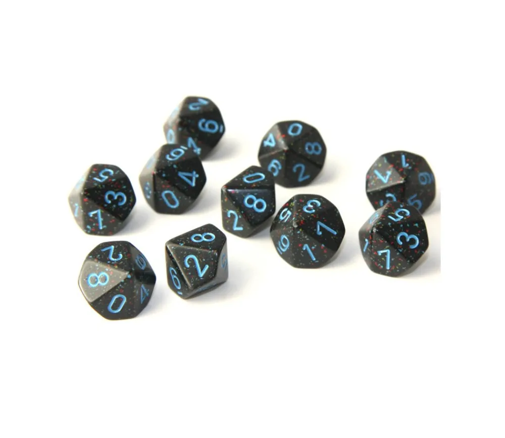 Tout Pour le Jeu Set 10 dés 10 faces noir ciel étoilé 0 à 9