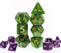 Tout Pour le Jeu Set 7 dés GEANTS multifaces verts nacrés
