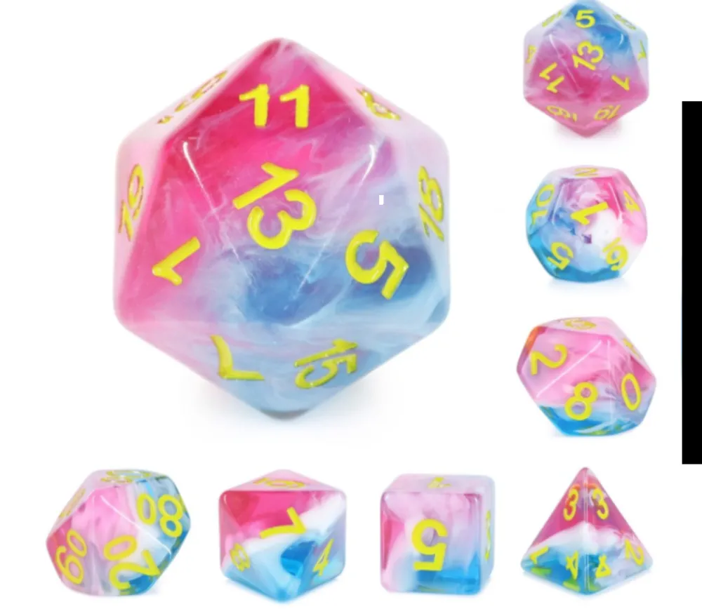 Tout Pour le Jeu Set 7 dés multi-faces - Glacier rose