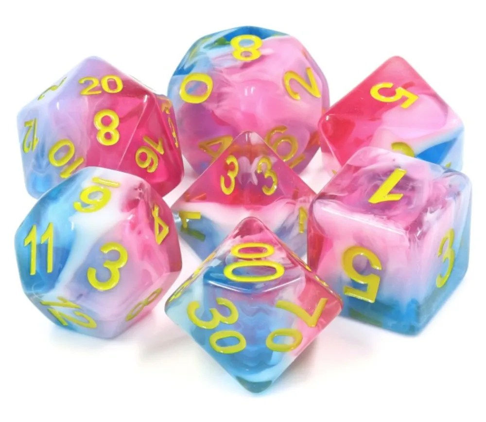 Tout Pour le Jeu Set 7 dés multi-faces - Glacier rose
