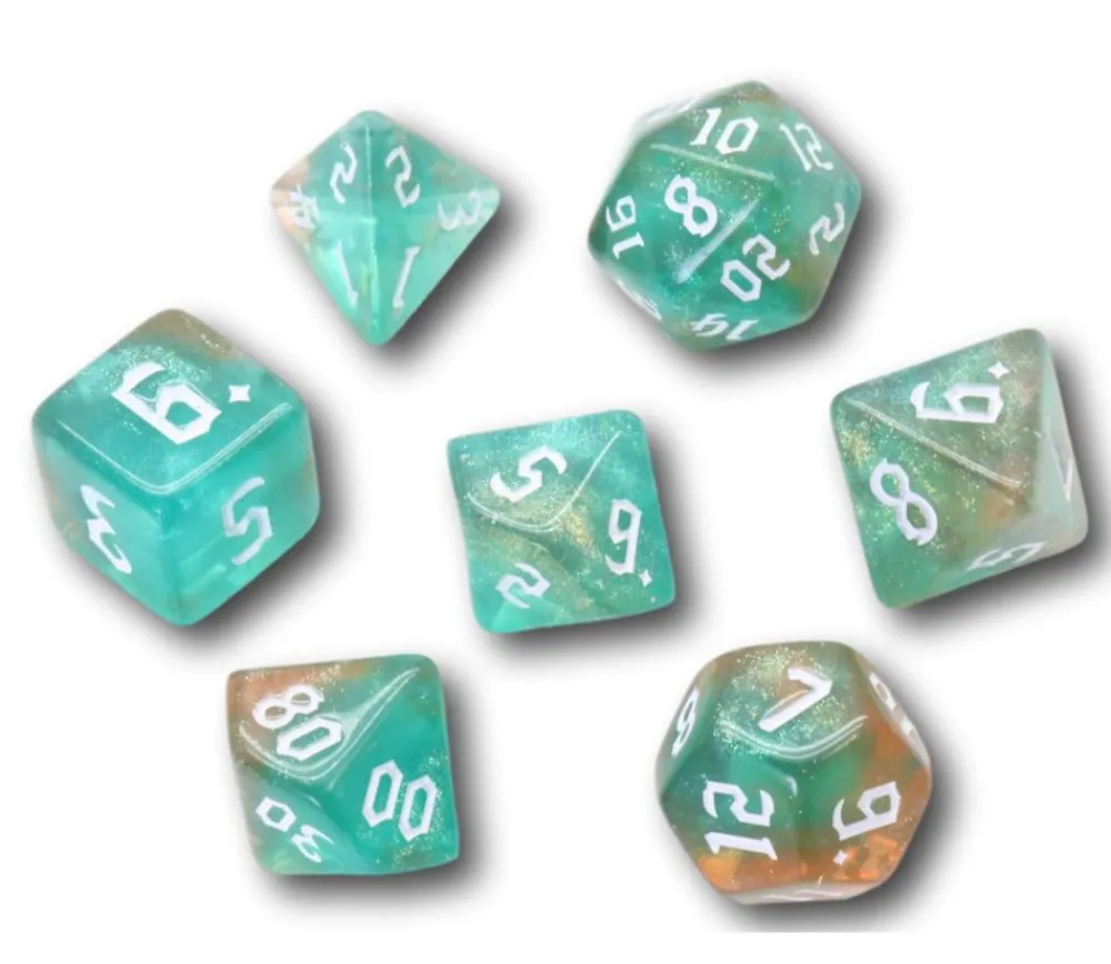 Tout Pour le Jeu Set 7 dés multi-faces - Tranquil World marron vert