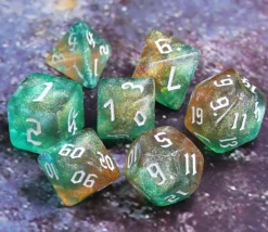 Tout Pour le Jeu Set 7 dés multi-faces - Tranquil World marron vert