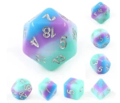 Tout Pour le Jeu Set 7 dés multi-faces arc-en-ciel bleu violet vert