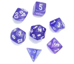 Tout Pour le Jeu Set 7 dés multifaces Borealis VIOLET pailleté avec chiffres blancs