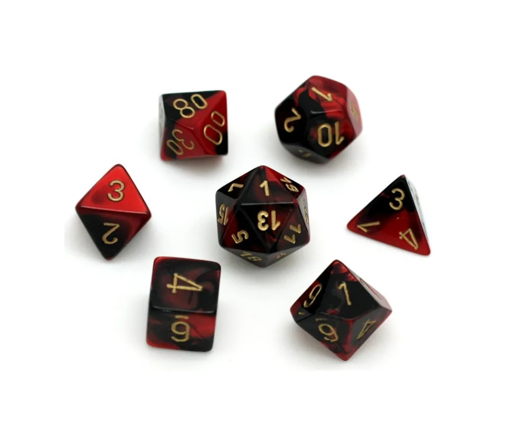 Tout Pour le Jeu Set 7 dés multi-faces effet rouge et noir