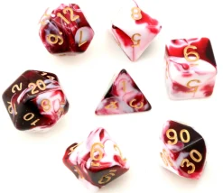 Tout Pour le Jeu Set 7 dés multi-faces effet rouge et blanc