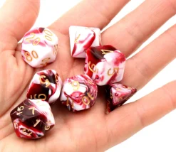 Tout Pour le Jeu Set 7 dés multi-faces effet rouge et blanc