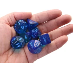 Tout Pour le Jeu Set 7 dés multi-faces effet bleu pailleté Gemini