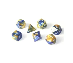 Tout Pour le Jeu Set 7 dés multi-faces effet doré et bleu