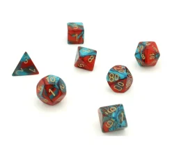 Tout Pour le Jeu Set 7 dés multi-faces effet rouge et turquoise gemini