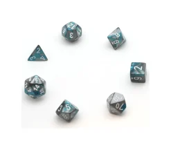 Tout Pour le Jeu Set 7 dés multi-faces effet turquoise et argenté